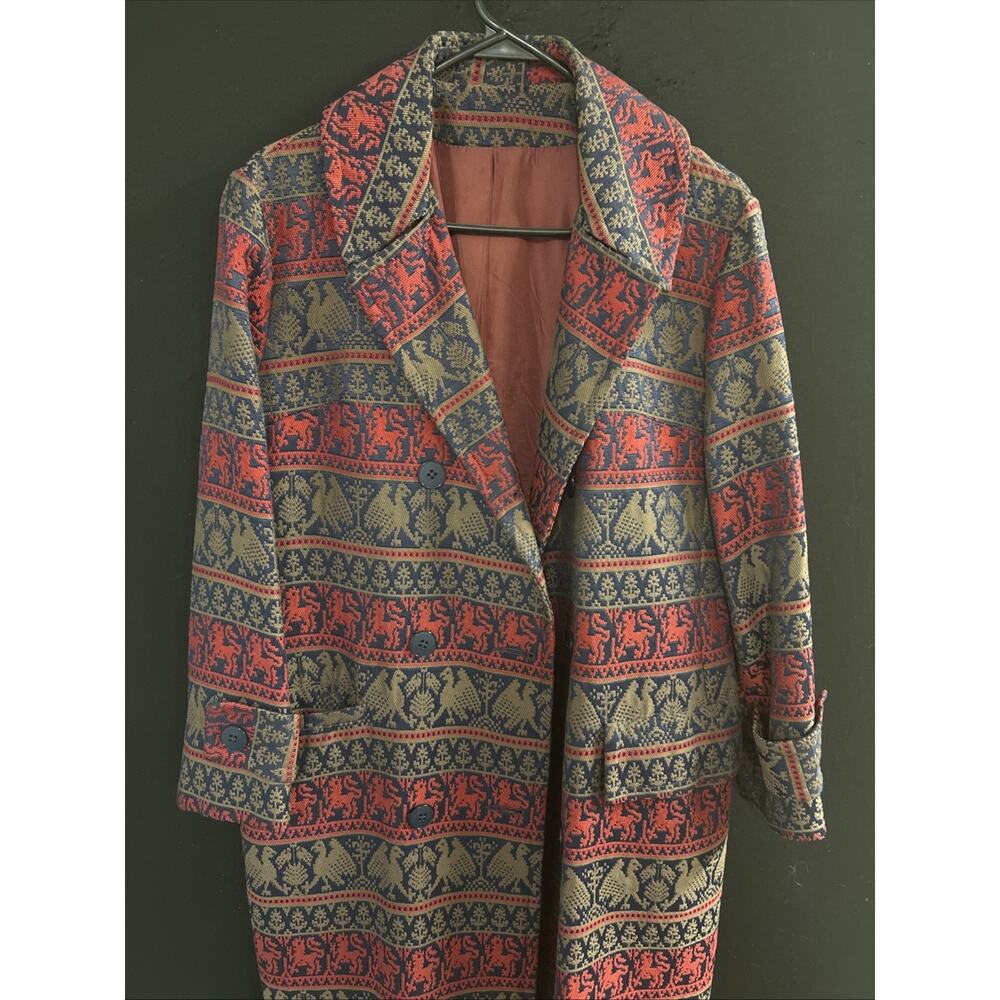 Vintage Union Tag Lanson Long Coat Animal Embroidered Dated 1974-1995 Rare Find